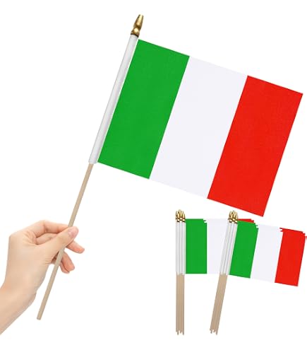 12x18" USA & Italy Combo Stick Flags - Wholesale Pack, 100% Polyester, Double-Sided Print