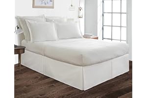 Cotton Delight Bed Skirt King Size 100% Cotton Blend Fabric, Premium Tailored Fit 1pc Bedskirt King Size 18" Drop Length White Solid