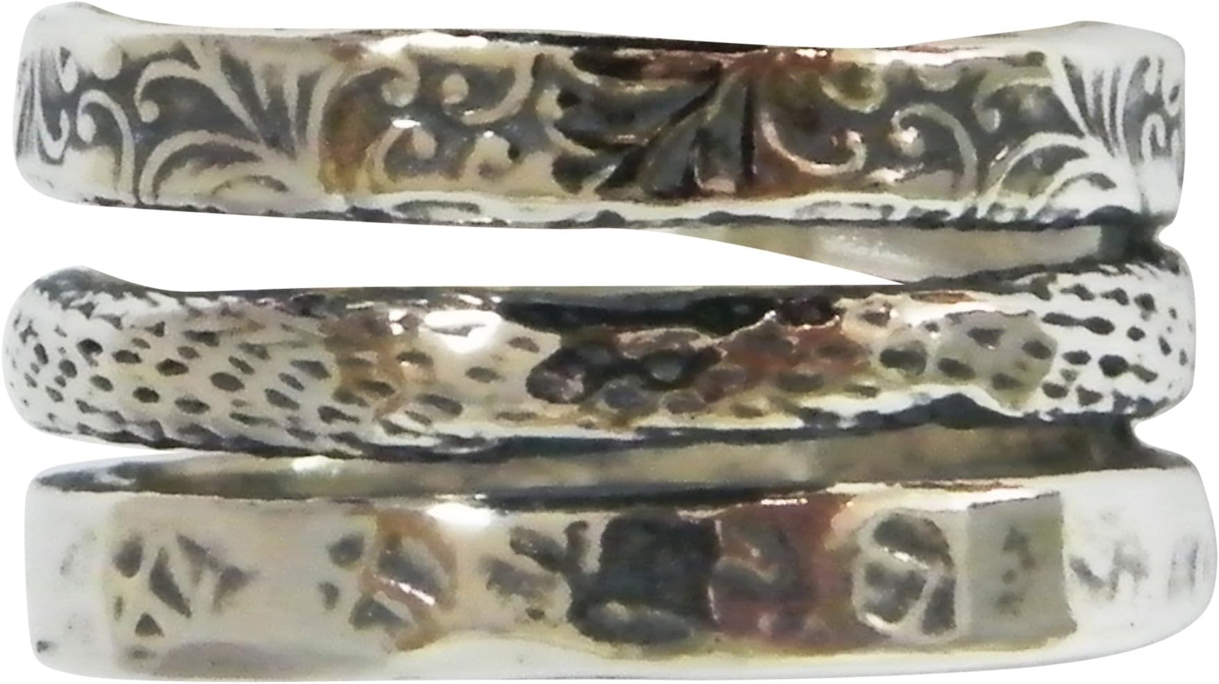 Ethnic Sterling Silver Triple Design Band Ring