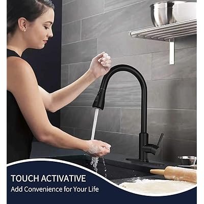 Buy Touch Kitchen Faucet With Sprayer Mstjry Matte Black Kitchen Sink Faucet With Pull Down Sprayer Smart Faucets For Kitchen Sinks Stainless Steel For Kitchen Sinks Online In Turkey B0952mvfs3