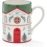Spode Christmas Village Mug - 14oz Dolomite Tea & Coffee Cup with Handle, Holiday Dining Mug Featuring Winter Scene - Seasonal Drinkware for Christmas Hosting & Gifting (Green)