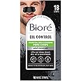 Bioré Men's Oil Control Charcoal Deep Cleansing Pore Strips, Blackhead Strips With Charcoal for Men, Blackhead Remover Strips For All Skin Types, Pore Strips for Blackheads, 18 Count