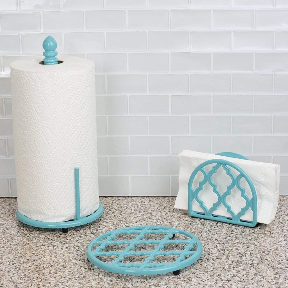 Home Basics Lattice Collection Cast Iron Napkin Holder (Turquoise): Kitchen & Dining
