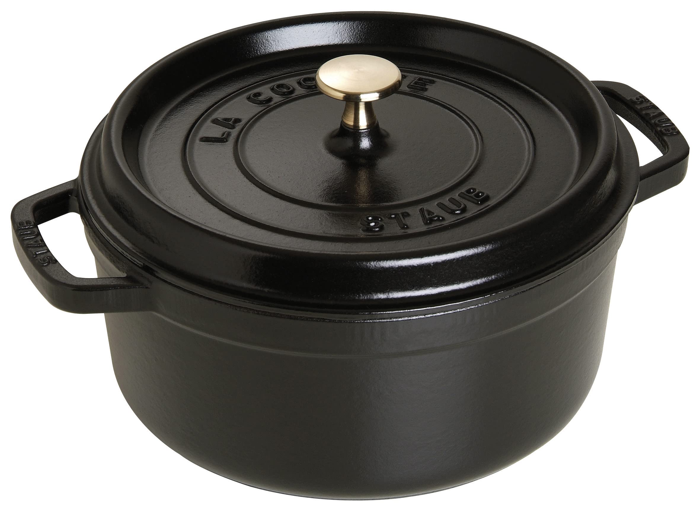 STAUB Cocotte, Gusseisen Bräter mit Deckel, Rund, 28 cm, 6,7 L, Alle Herdarten inkl Induktion, Made in France, Schwarz