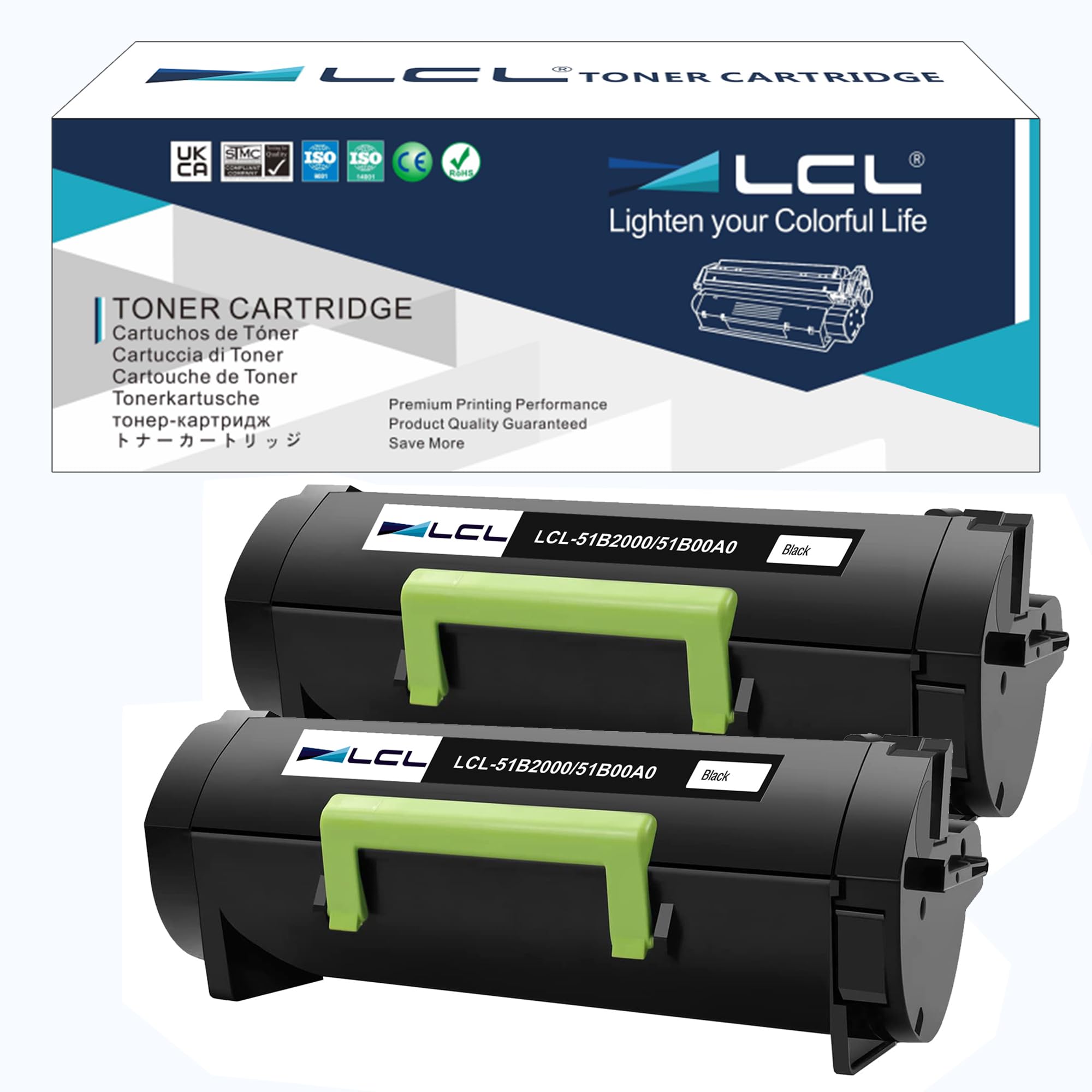 LCL Compatible Toner Cartridge 51B2000 51B00A0 2500 pages (2 Black) Replacement for Lexmark MS317 MS317DN MS417 MS417DN MS517 MS517DN MS617 MS617DN MX317 MX317DN MX417 MX417DN MX517 MX517DE MX617