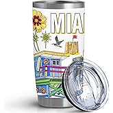 Pininerr City Travel Cup for City Lover,Double Wall Vacuum Insulated Stainless Steel Tumbler 20oz (Miami, 20 oz)