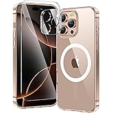 toushion 3 in 1 for iPhone 16 Pro Case Clear with MagSafe, Not Yellowing, Screen Protector*1 Camera Lens Protector*1, Military-Grade Protection for iPhone 16 Pro Phone Case 6.3 inch Clear