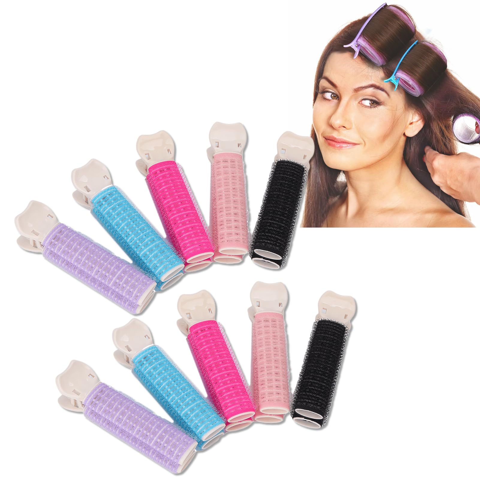 10Pcs Hair Clip Curler Curly Hair Styling Clip Fast Curling Hair Clip Washable Reusable Portable Volumizing Hair Root Clips for Hair Styling Hair Volumizer Clips for Women Girls