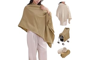 TADO MUSLIN 2-Pack Nursing Covers for Breastfeeding, 100% Organic Cotton Muslin Breastfeeding Cover, Multi-Use Nursing Scarf, Car Seat Canopy, Stroller Cover, Soft Breathable Baby Blanket Khaki Brown