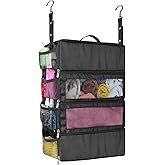 esouler Suitcase Organizer, Travel Luggage Organizer hanging packing cubes for travel，portable hanging travel shelves Collapsible closet organizer for Carry-on (Black, Medium)