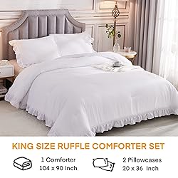 Andency White King Size Comforter Set, 3 Pieces