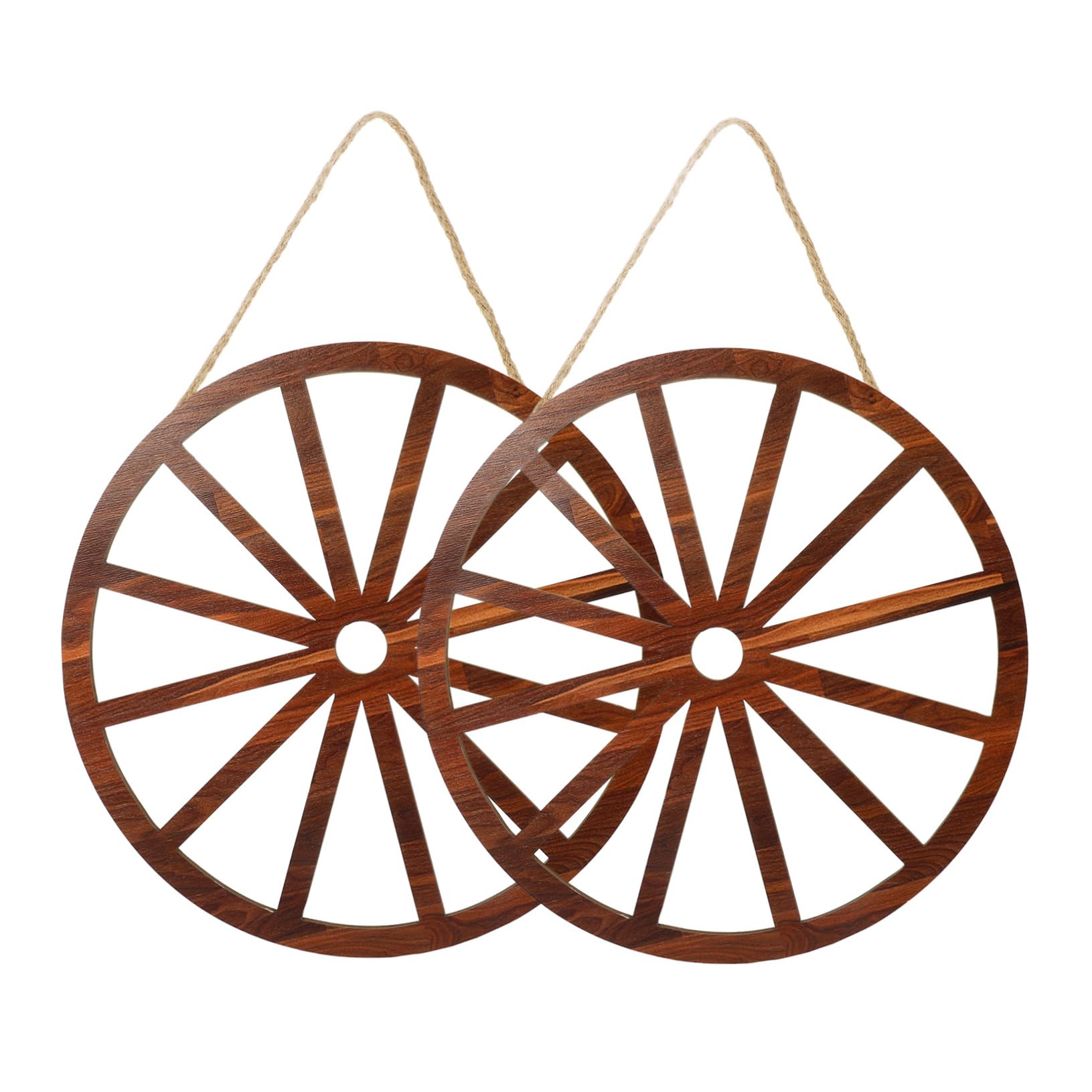 SEWOART 2Pcs Vintage Wooden Wall Decor Rustic Wooden Wheel Wall Art for Home Garage Bar Decorative Vintage Wall Hanging Country Style Wall Ornament