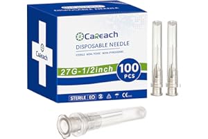 Careach 100pcs 27Gauge 1/2inch Needle, for Scientific Labs Accessories, Measuring and Refilling Inks