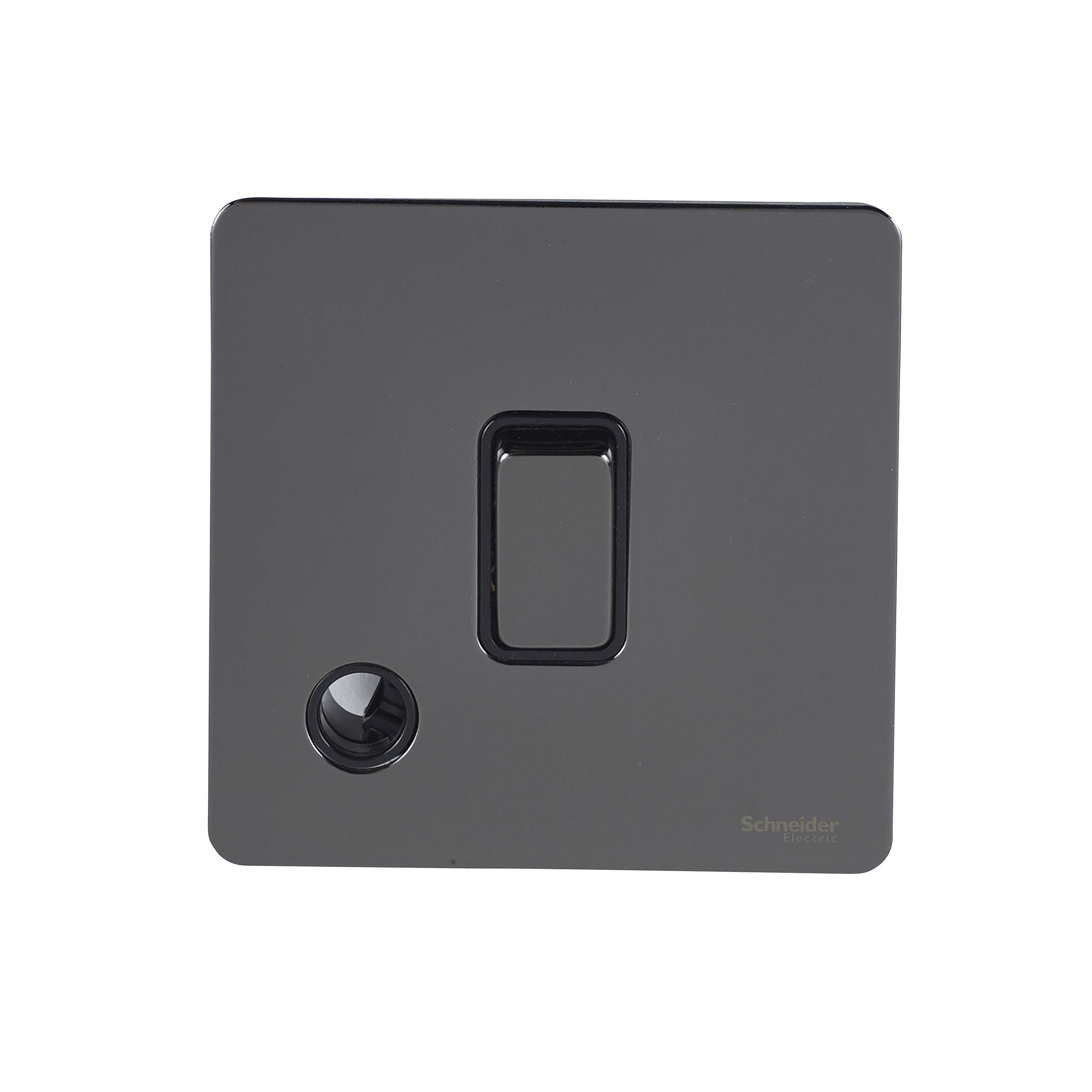 Schneider Electric Ultimate Screwless Flat Plate - Single Light Switch with Flex Outlet, Double Pole, 20AX, GU2413BBN, Black Nickel with Black Insert — image 1