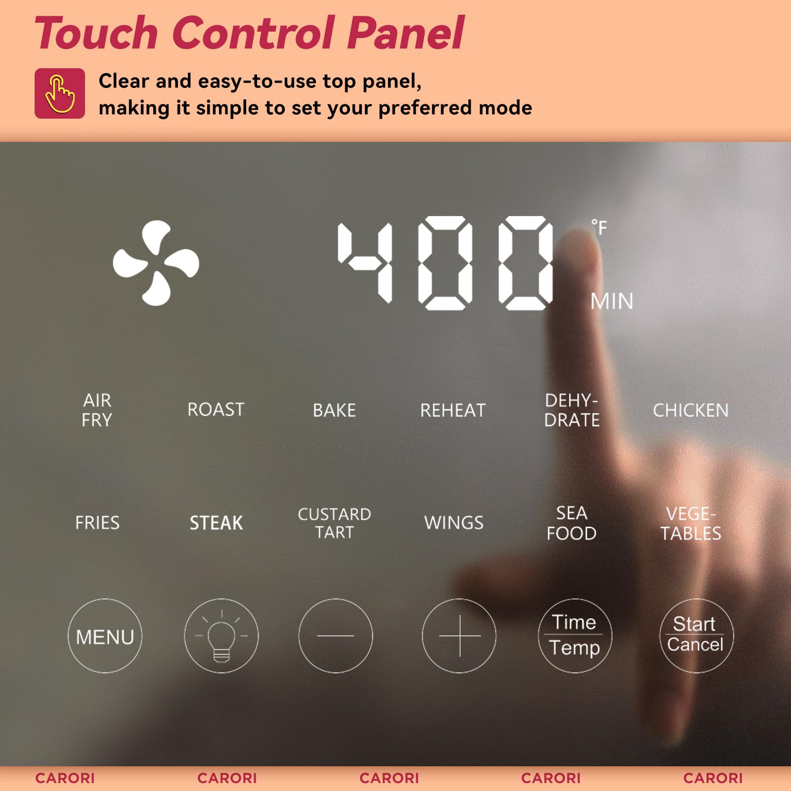 Freidora de aire 12 preestablecidas con ventana de visualización, gran capacidad de 6 cuartos, crujiente máxima de 400 ℉, freidora de aire, hornear, asar, deshidratar, recalentar, comidas rápidas y fáciles de 1700 W, canasta antiadherente apta para lavavajillas