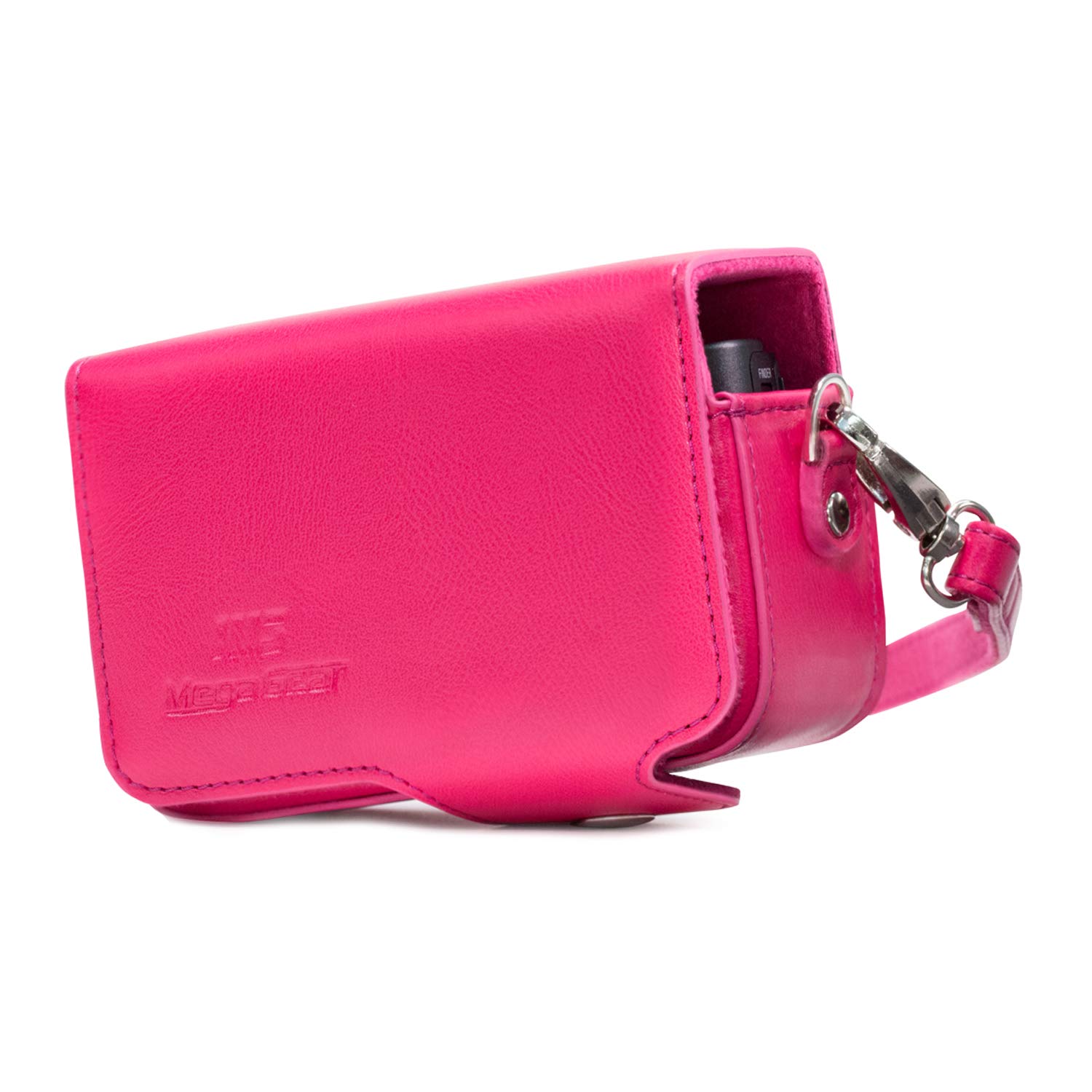 MegaGear MG1210 Sony Cyber-shot DSC-HX99, DSC-HX95, DSC-HX80, DSC-HX90V, DSC-WX500 Leather Camera Case with Strap - Hot Pink โ image 1