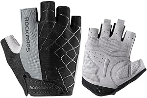 ROCKBROS Road Cycling Gloves for Men Bike Gloves Half Finger Sports Biking Gloves Padded Gloves for Women Spider Black