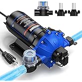 CrestWave Fresh Water Pump 7GPM 70PSI, 110V AC, Upgraded Five Chamber Self-Priming Diaphragm Water Pump with Pressure Switch and Strainer for RV, Home Water System, Irrigating & Industrial Settings