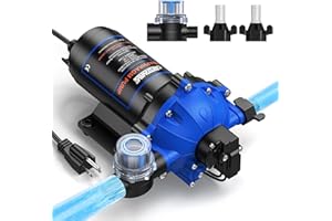 CrestWave Fresh Water Pump 7GPM 70PSI, 110V AC, Upgraded Five Chamber Self-Priming Diaphragm Water Pump with Pressure Switch and Strainer for RV, Home Water System, Irrigating & Industrial Settings