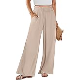 ANRABESS Womens Linen Pants 2026 Summer Casual Loose Wide Leg Palazzo Pants High Waist Flowy Beach Trousers Work Outfits