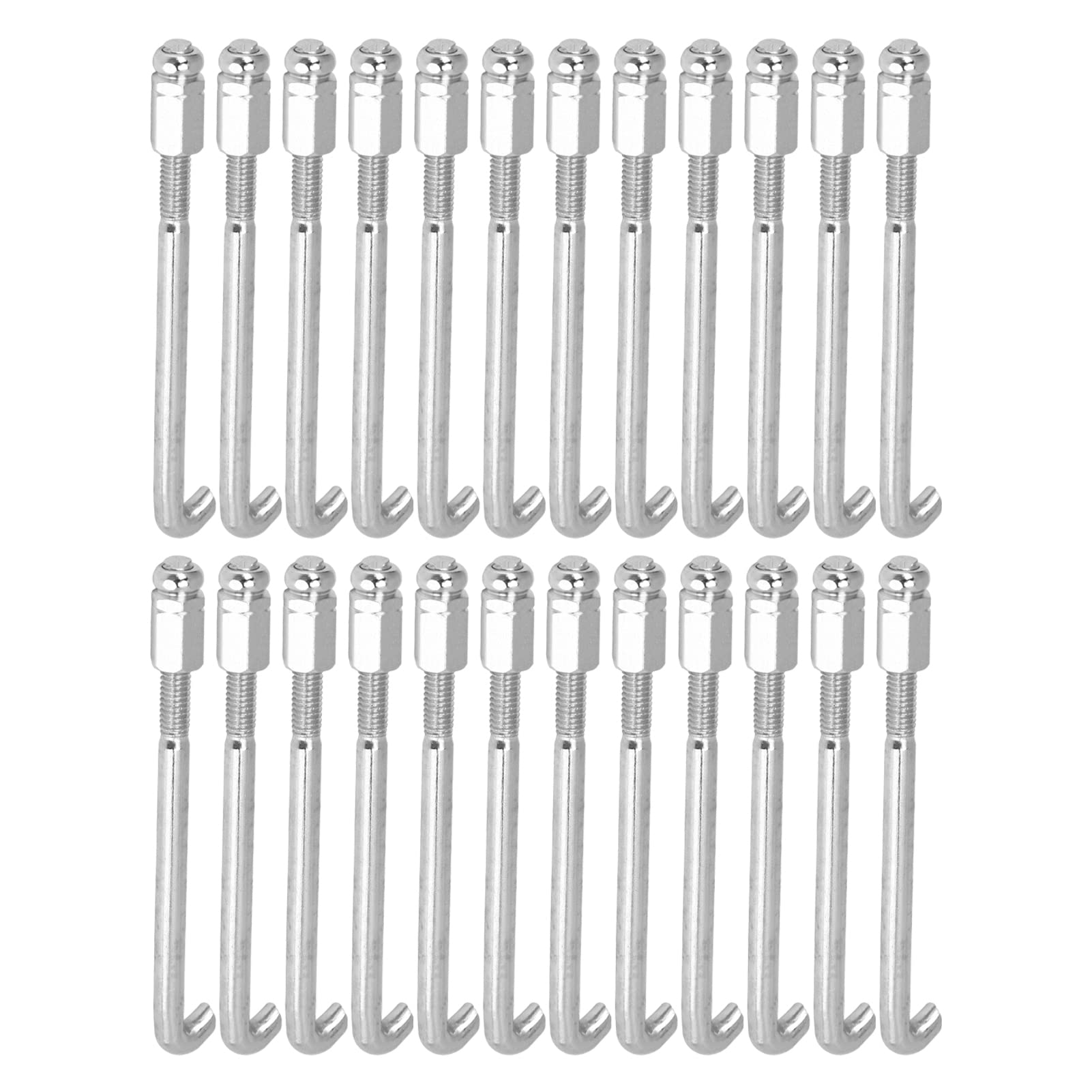 Jenngaoo 24Pcs Banjo Hooks & Tension Brackets Replacement Set, Silver Metal Flat Hooks for Banjo and Ukulele Accessories, Round Tension Hooks, Hardware Parts Kit