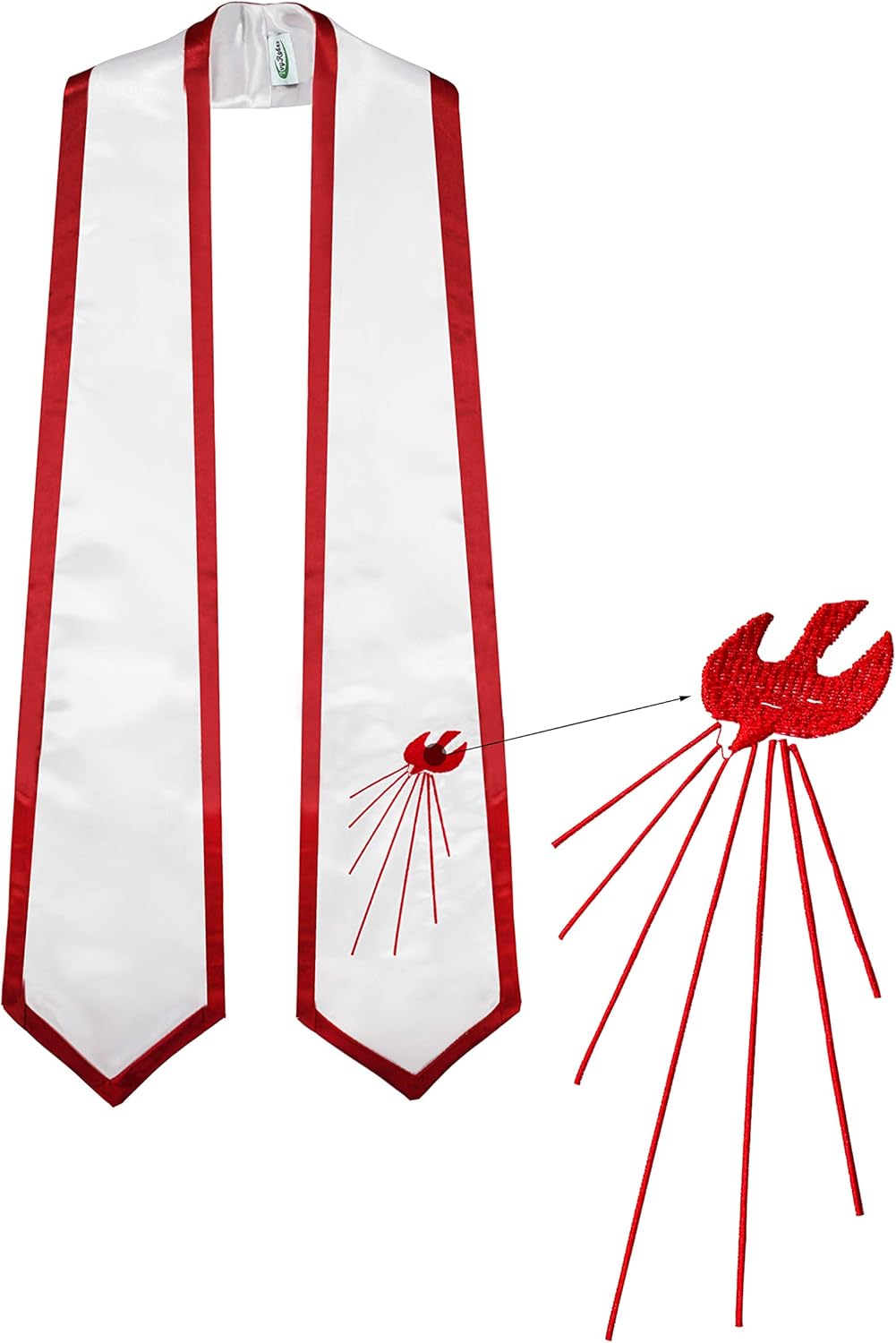 IvyRobes Descending Dove Confirmation Stoles White End with Red Trim: Clothing