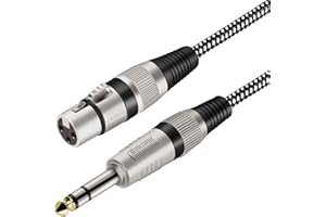 KINXIYU XLR Female to 1/4 Inch TRS Cable 3 FT, Nylong Braided XLR 3 Pin Female to 6.35mm TRS Male Balanced Wire Mic Cord (Pure Copper Conductor)