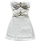 Milumia Women's Metal Flower Cut Out Tube Top Mini Dress Textured Sleeveless Bodycon Party Club Vacation Dresses