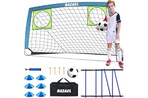 Hazacl Kids Soccer Goal for Backyard, 6x4 FT Portable Soccer Nets Pop Up with Ball, Agility Ladder, Cones, Target & Carry Bag for Toddler Youth Outdoor Indoor Training Practice Sports Games Play