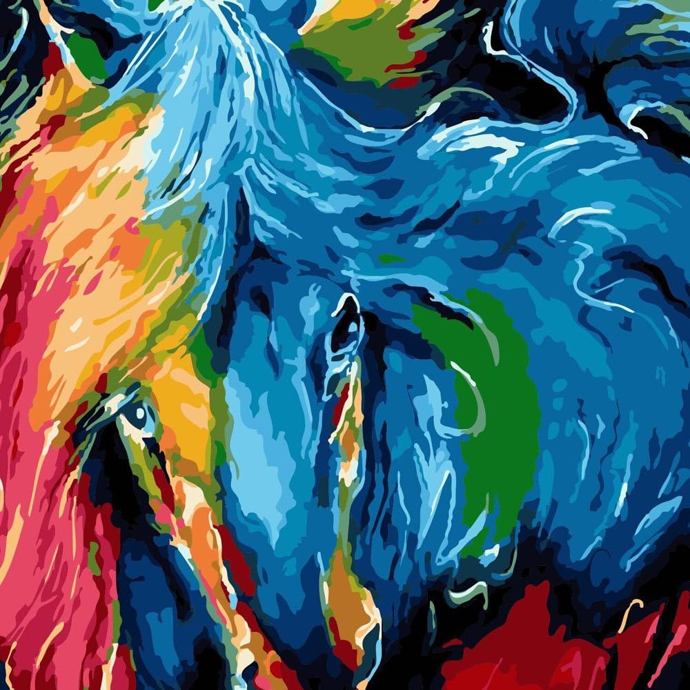 FENGTUO-Abstract Horse Design Canvas Diy Oil Painting by Number Kit 16*20 inches ( NO Frame)