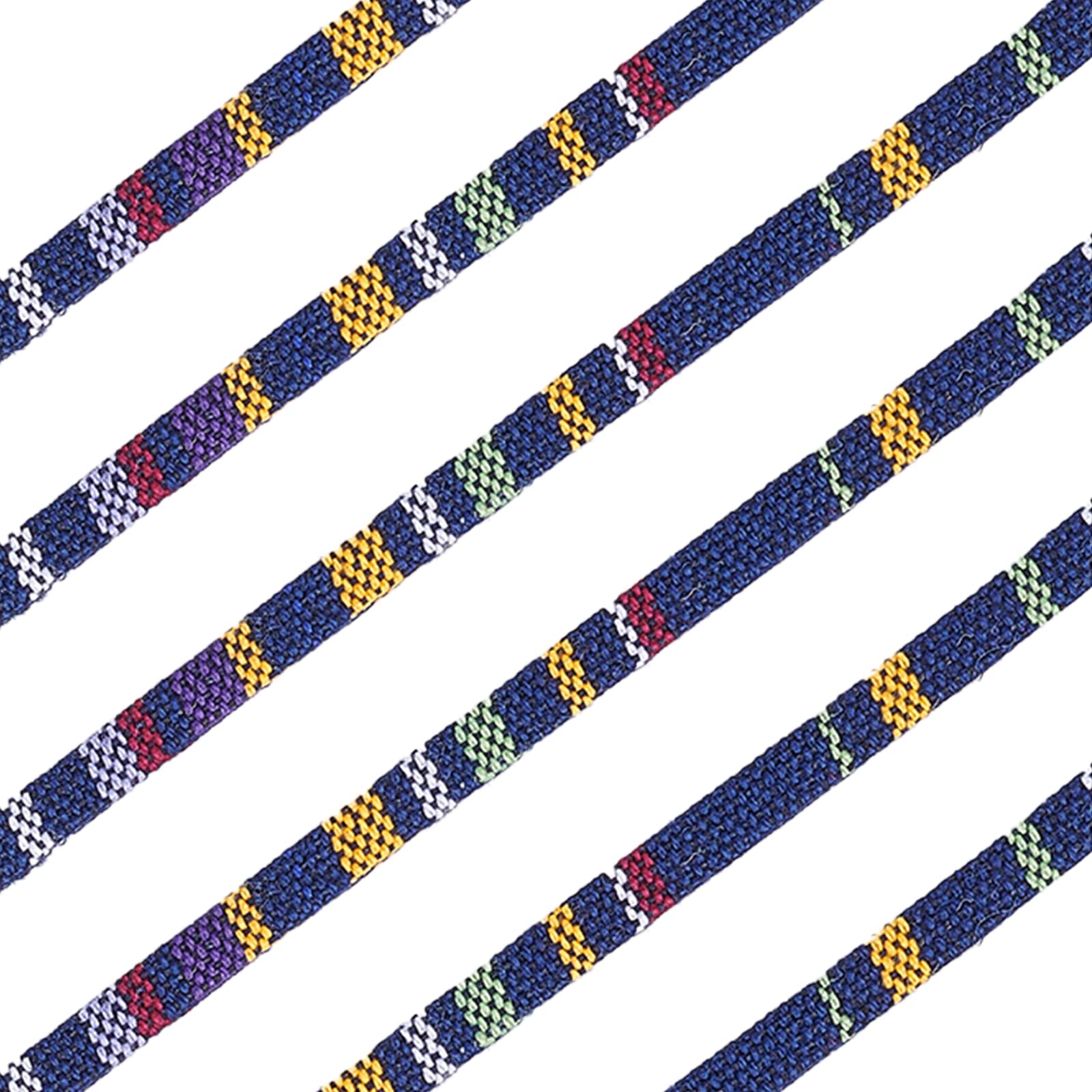 CRASPIRE 10 Yard/Roll Ethnic Cloth Cords Boho 5mm Flat Polyester Rope Braided String Thread Fabric for DIY Handmade Gift Wrapping Bracelet Necklace Jewelry Supplies Accessories (Midnight Blue)