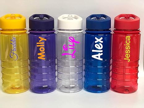 Personalised Custom Kids Children S Water Bottle With Flip Straw Gym Any Name Or Text Bpa Free Amazon Co Uk Sports Outdoors