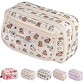 VTYFRY Cute Kawaii Pencil Case Pouch Cartoon Pen Box Holder Organizer for Office Workspace Supplies Desk Accessories Travel Essentials Aesthetic Trendy Cool Stuff Gift Large Capacity (White Kapibala)