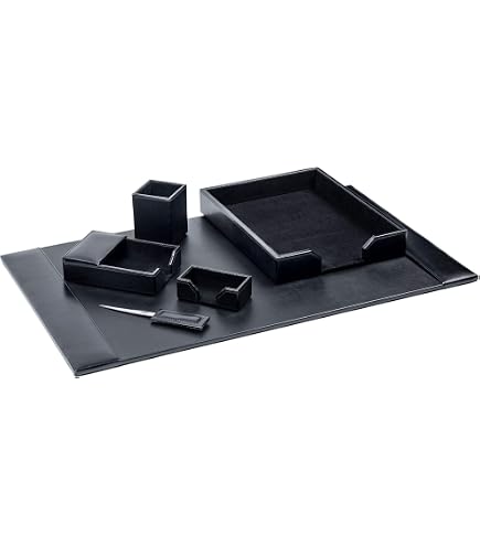 Amazon.com: DACASSO Black Bonded Leather 5-Piece Desk Set : Office