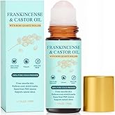 Frankincense and Castor Oil Rose Quartz Roller – Organic Cold-Pressed Castor Oil Roll-On with Removable Rose Quartz | Firms Smooths Skin, Brightens Eyes, Reduces Scars Stretch Marks 1.7FLOZ