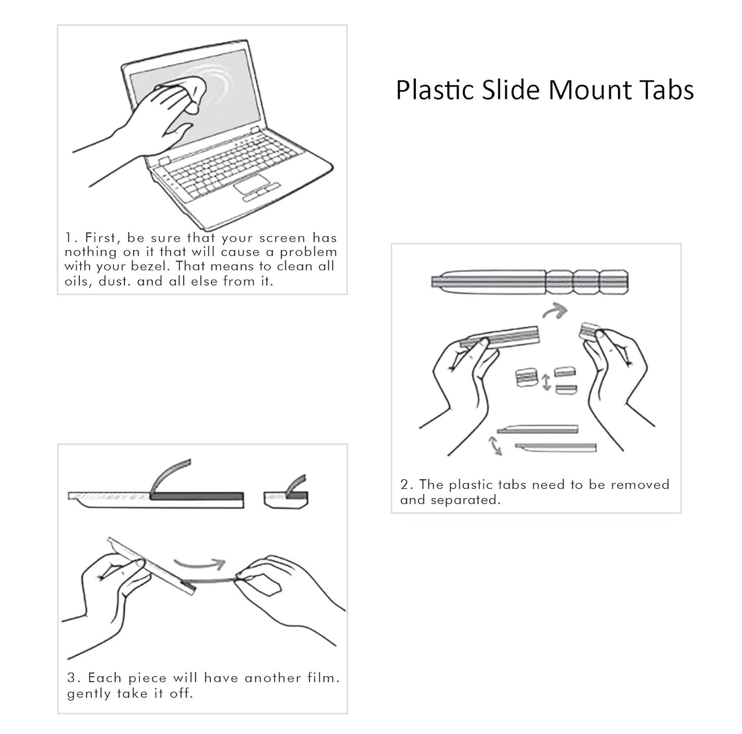 Plastic Slide Mount Tabs, Sdhesive Strips Tabs for Privacy Screen