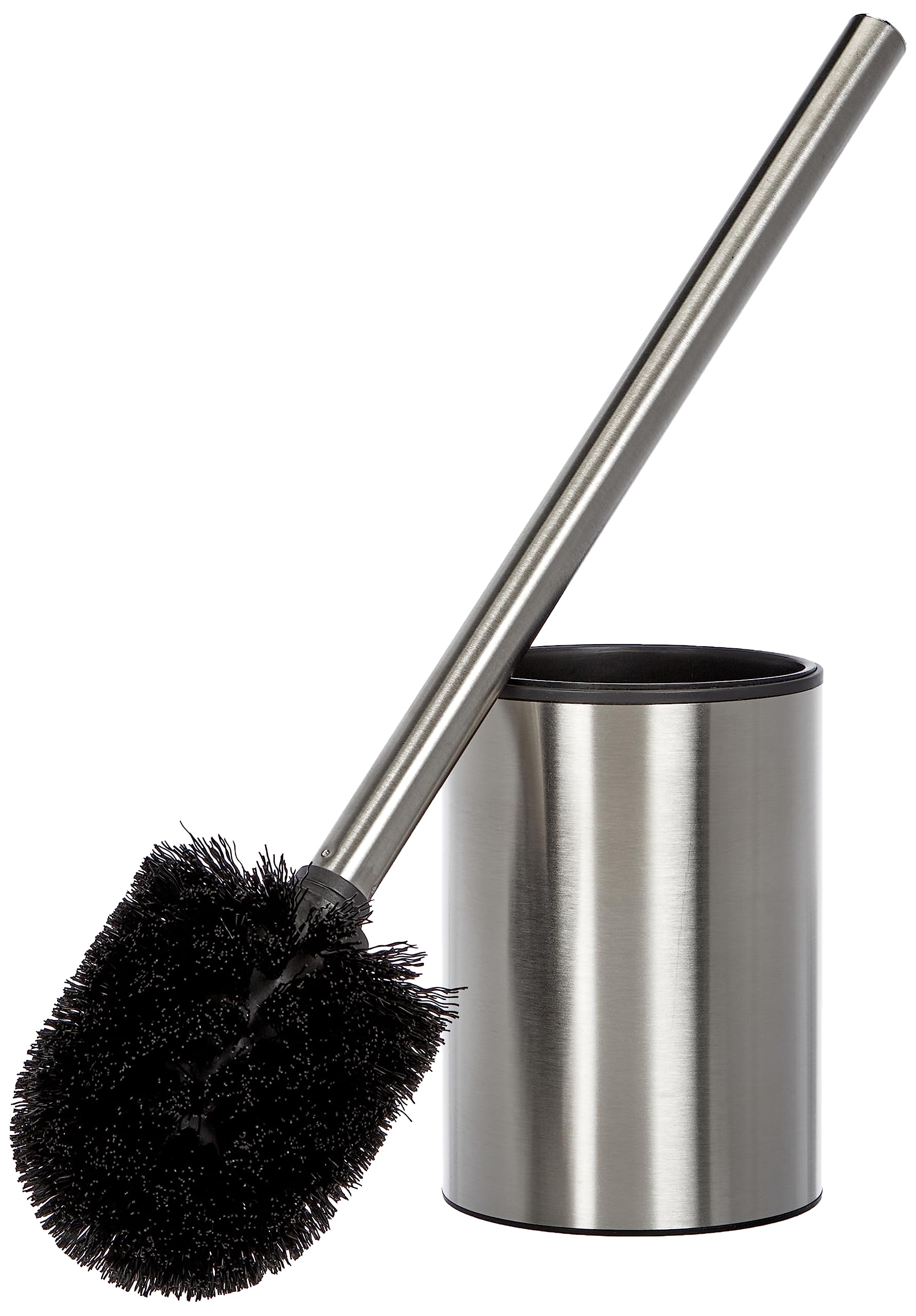 TATAY Toilet Brush | Stainless Steel | Satin Metal Finish | Includes Inner Bucket | Modern & Easy-Clean Design | Maintains Bathroom Hygiene | Toilet Brush with Holder | 9 x 9 x 37 cm