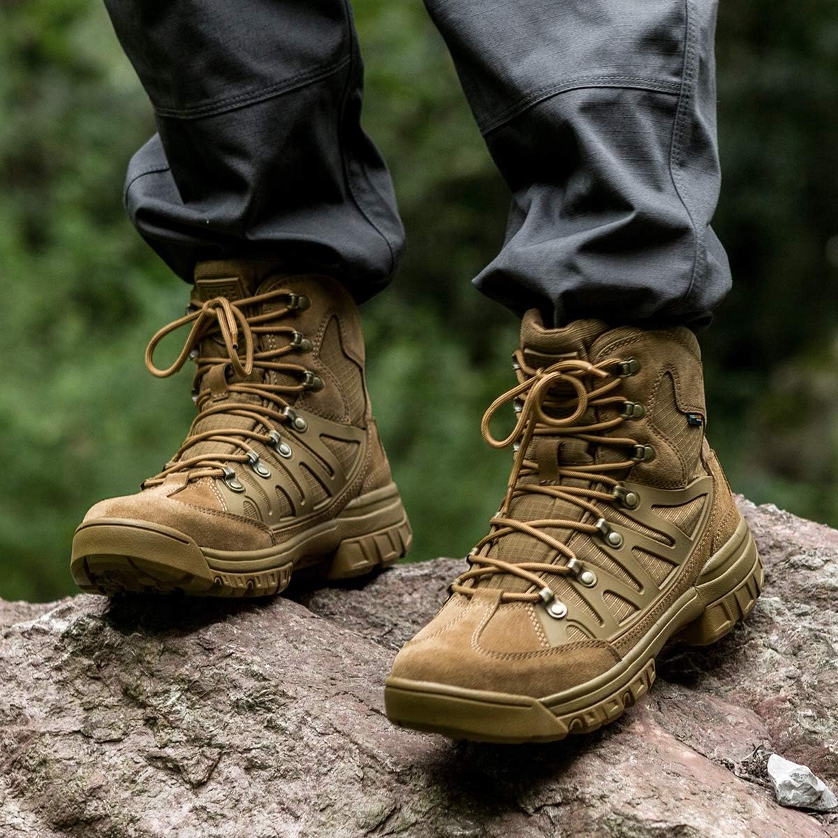 FREE SOLDIER Outdoor Men's Tactical Military Combat Ankle Boots Waterproof Lightweight Mid Hiking Boots (Waterproof Coyote Brown 10 M US): Sports & Outdoors