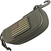WYNEX Tactical Molle Glasses Pouch, Shockproof Eyeglass Case, Sunglass Case Hard Shell with Patch, Universal Protects Glasses