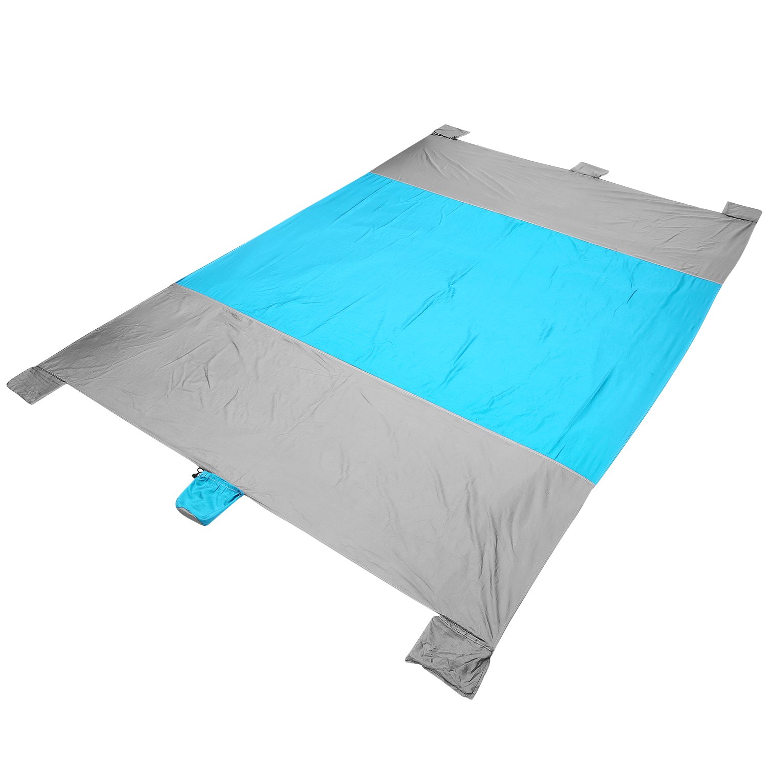 YUEBO Beach Blanket Picnic Blanket Oversized 7\' X 9\' Outdoor Nylon Beach Mat Portable Sand-proof Sand Mat with Six Anchor Pockets (dark blue, 7\' X 9\')