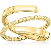 Ross-Simons Italian 14kt Yellow Gold Beaded Bypass Ring