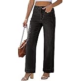 luvamia Wide Leg Jeans for Women Trendy High Waisted Double Side Seams Stretchy Denim Pants Trouser Jeans with Pockets