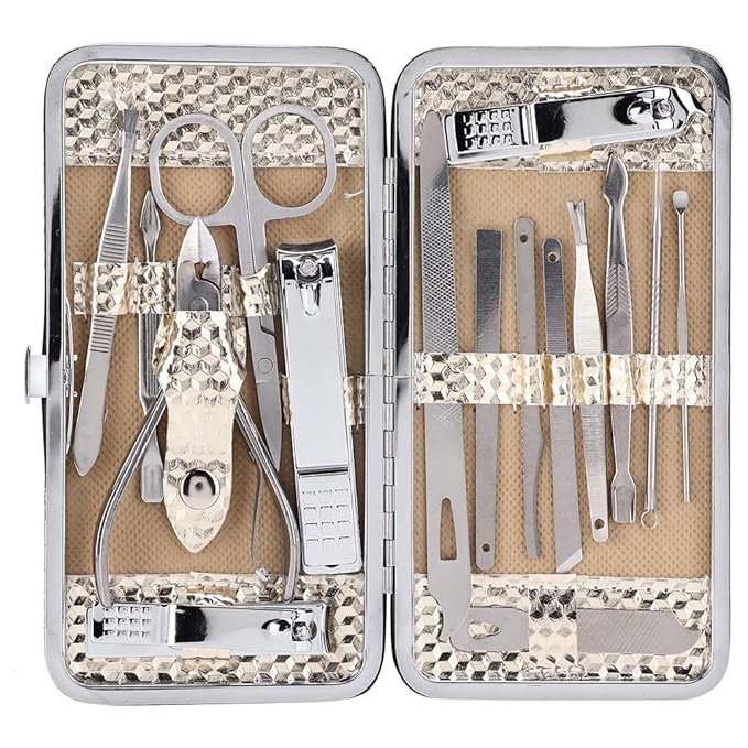 16pcs Stainless Steel Nail Grooming Kit, Manicure Pedicure