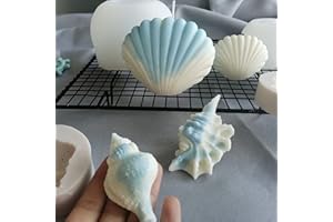 EVERELAM Shell Mold 4 Pack Shell Candle Mold Conch Mold Shell Candle Mold Animal Mold 3D Shell Mold Candle Mold Silicone Mold for Resin Cake Mold Clay Resin Making Molds Candle Making Molds Craft Supplies