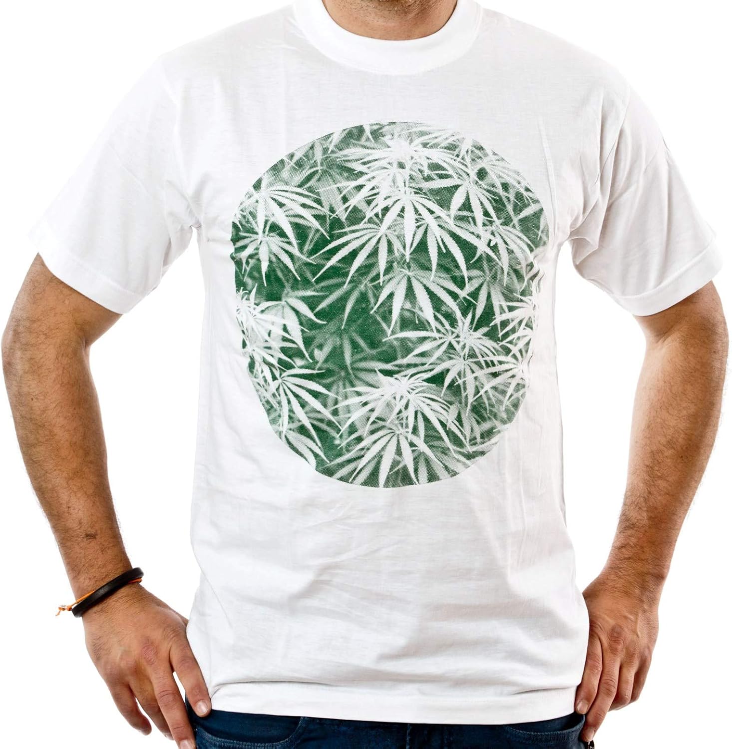 TShirt Cannabis Mädchen mit Joint Baumwolle beidseitig Siebdruck