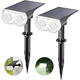 Linkind Solar Lights Outdoor Waterproof Landscape Spotlight Daylight 2 Pack | Starray, 3 Lighting Modes, 6500K, Dusk to Dawn, Auto On Off for Landscape Garden Yard Tree Flag Pathway Patio House Sign