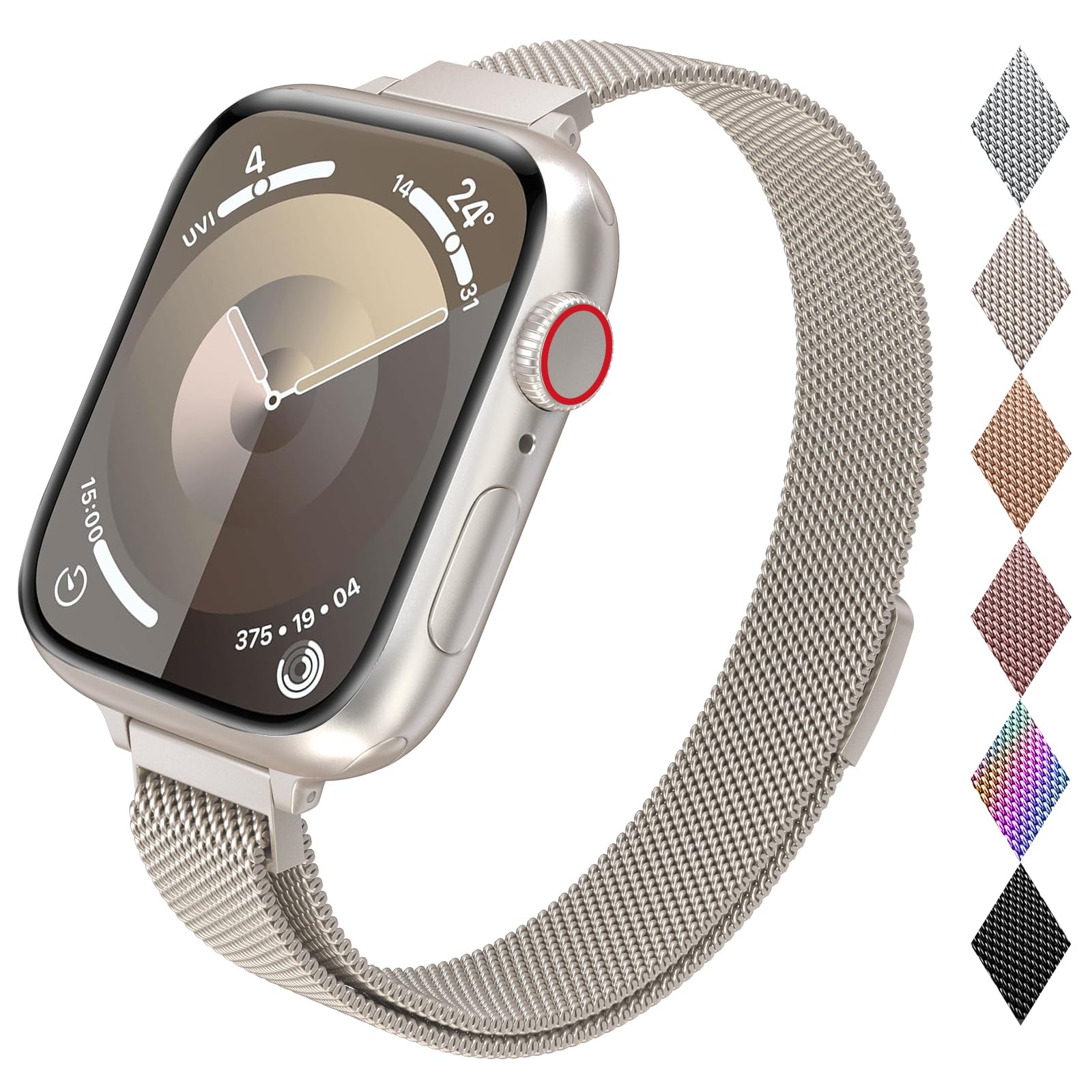 Photo 1 of CTYBB for Apple Watch Band Series Ultra SE 8 7 6 5 4 3 2 1 38mm 40mm 41mm 42mm 44mm 45mm 49mm, Stainless Steel Slim & Thin Mesh Magnetic Clasp Strap Women and Girl Replacement Band for iWatch