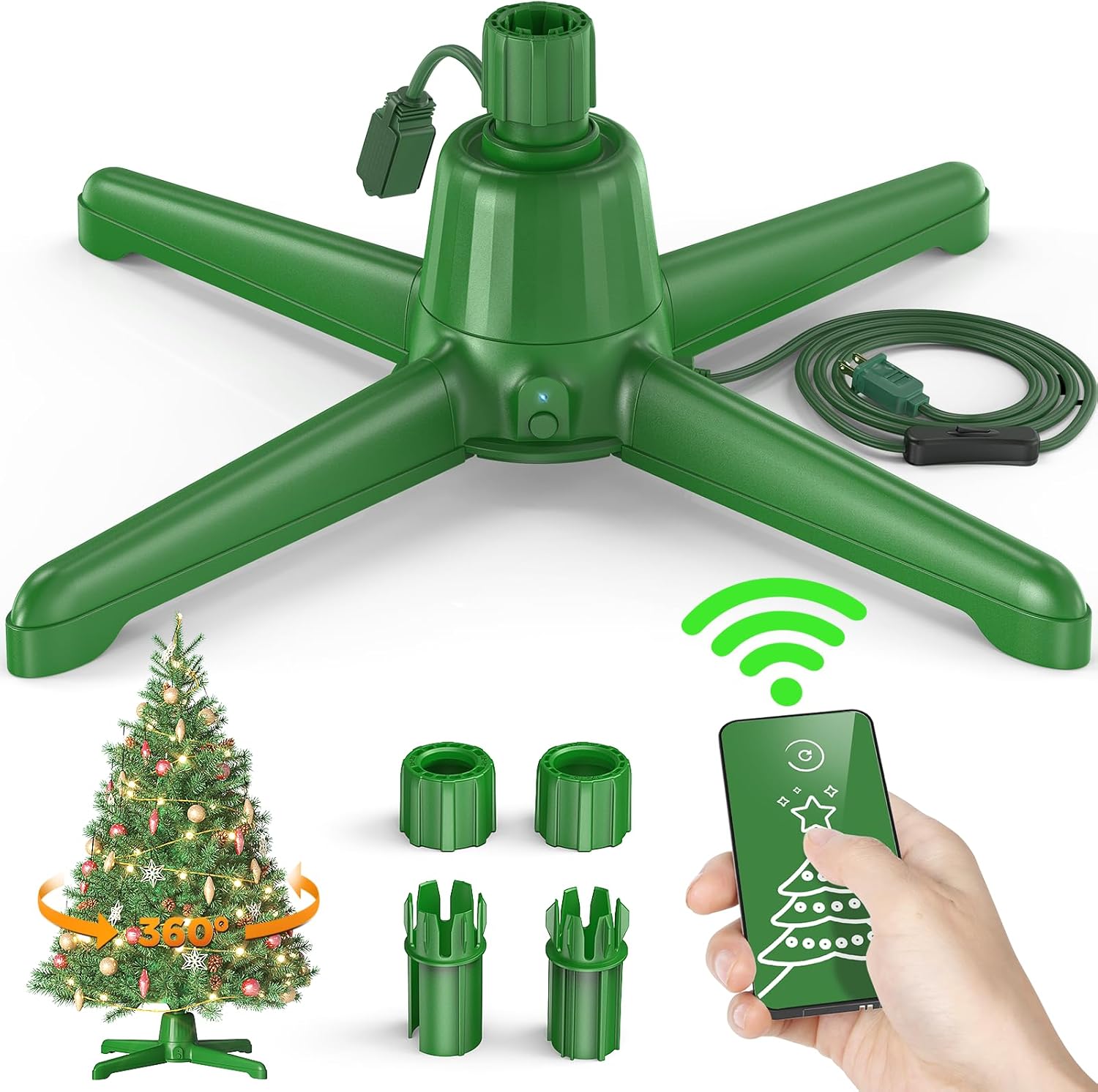 Tree Stands - DG-Direct Rotating Christmas Tree Stand, 360° Spinning Christmas Tree Stand for Up to a 9-Foot, 120-Pound Artificial Christmas Tree, Christmas Tree Revolving Base with Remote Control