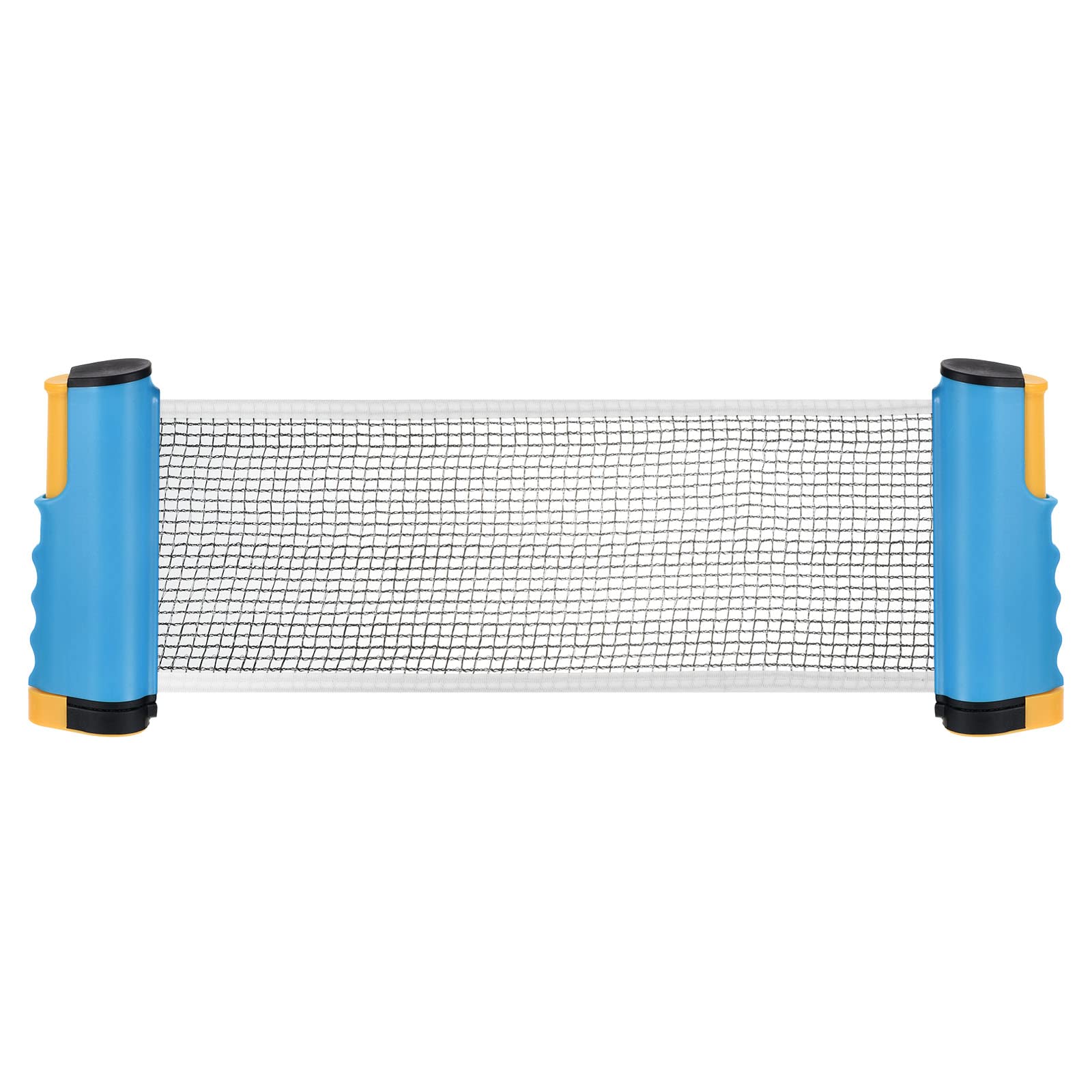 PATIKIL Retractable Ping Pong Net for Any Table, Portable 6 Feet Table Tennis Net and Post Equipment Up to 2 inch with Storage Box for Family Game, Blue Yellow