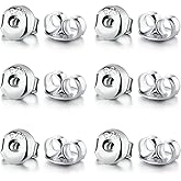 Formulen 14K White Gold Plated Silver Earring Backs Replacements - Hypoallergenic Earring Backs for Studs, Secure Ear Locking for Stud Earrings Ear Nut for Posts, 12Pcs/6 Pair
